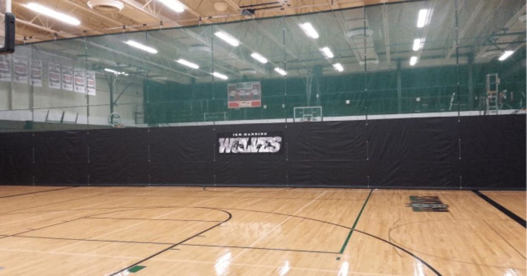 School gym with divider screen up