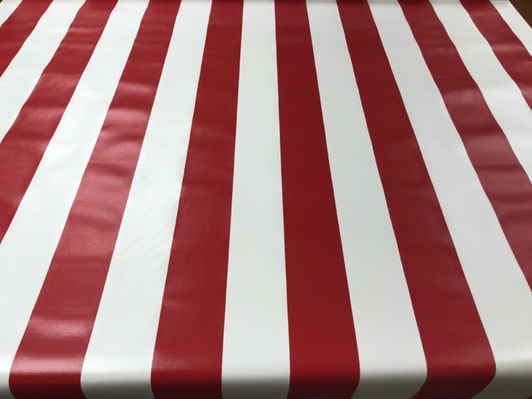 Snyder Manufacturing Permabar industrial fabric in red and white stripes